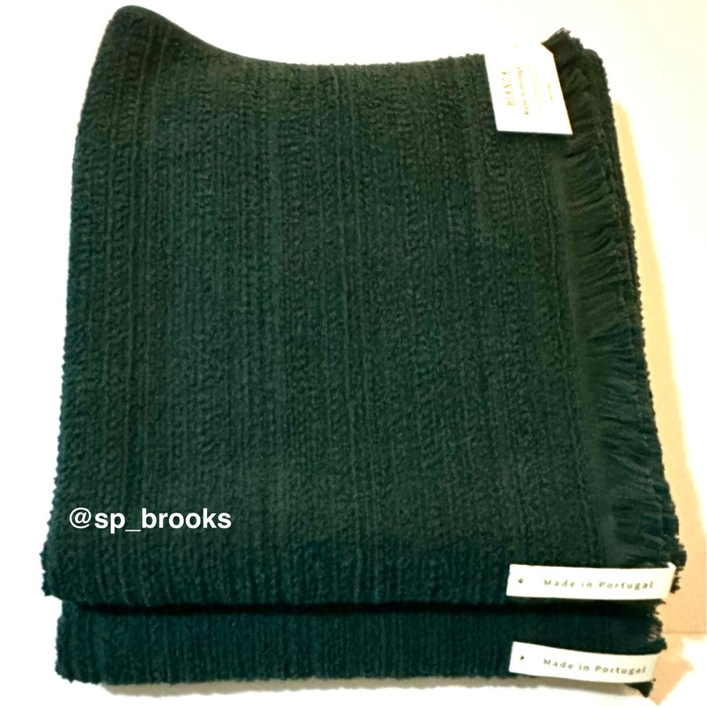 🎁2PC BIANCA Bath Towel Set - Emerald Green Cotton Boucle Textured Pattern